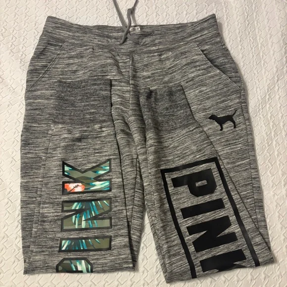 PINK size medium logo jogger sweat pants with Hawaiian floral print - Picture 7 of 9